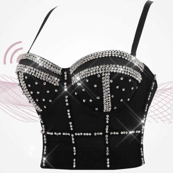 NEW Sparkling Bling Swarovski Crystal Rhinestone Bustier Bra Top + Gift! - Picture 4 of 10